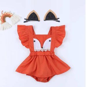 Fox Romper Thanksgiving Birthday Dress Outfit Safari Wild One Birthday Easter